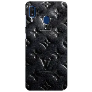 Текстурный Чехол Louis Vuitton для Самсунг А20 (2019) (Черный ЛВ)