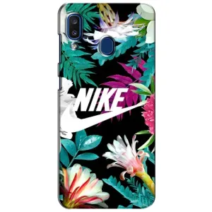 Силиконовый Чехол на Samsung Galaxy a20 2019 (A205F) с картинкой Nike (Цветочный Nike)