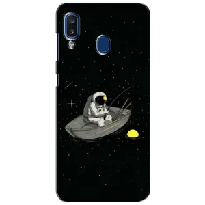 Силиконовый Чехол с принтом "Космонавты" на Samsung Galaxy a20 2019 (A205F) (Космонавт на рыбалке)