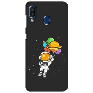 Силиконовый Чехол с принтом "Космонавты" на Samsung Galaxy a20 2019 (A205F) (Космонавт с шариками)
