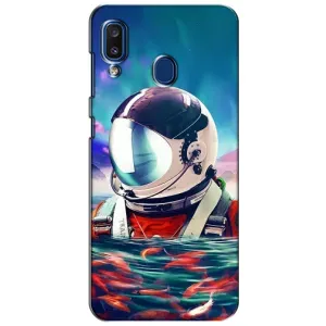 Силиконовый Чехол с принтом "Космонавты" на Samsung Galaxy a20 2019 (A205F) (Космонавт в воде)