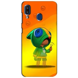 Чехол Бравл Старс для Samsung Galaxy a20 2019 (A205F) (LEON в кофте)
