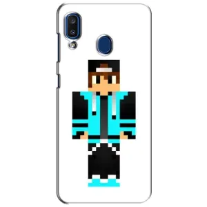 Чехлы для Samsung Galaxy a20 2019 (A205F) (Персонажи Майн Крафт) (Мальчик в голубом)