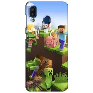 Чехлы для Samsung Galaxy a20 2019 (A205F) (Персонажи Майн Крафт) (Майн-крафт)