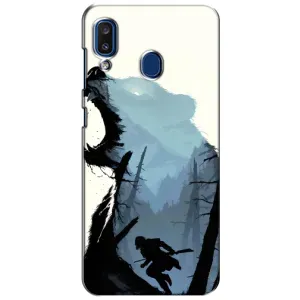 Силиконовый бампер с картинкой животных для Samsung Galaxy a20 2019 (A205F) (Медведь и лес)