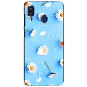 Чехол с Цветами для Samsung Galaxy a20 2019 (A205F) (ромашки на голубом)