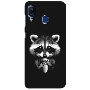 Силиконовый Чехол с Енотами на Samsung Galaxy a20 2019 (A205F) (С кофем)