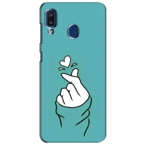 Чехлы (Знак сердечка) на Samsung Galaxy a20 2019 (A205F) (Сердечко на бирюзовом)