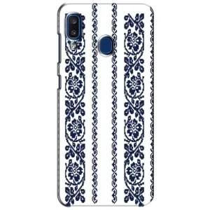 Силіконовый Чохол на Samsung Galaxy a20 2019 (A205F) з картинкой Вишиванки (Синя вишиванка)