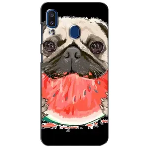Чехол (ТПУ) Милые собачки для Samsung Galaxy a20 2019 (A205F) (Смешной Мопс)