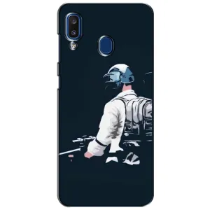Силиконовый чехол с картинкой "Герой Pubg" на Samsung Galaxy a20 2019 (A205F) (В экиперовке)