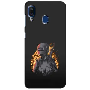 Силиконовый чехол с картинкой "Герой Pubg" на Samsung Galaxy a20 2019 (A205F) (В огне)
