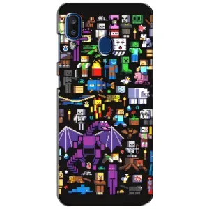 Чехол майнкрафт для Samsung Galaxy a20 2019 (A205F) (Все персонажи)