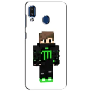 Чехлы для Samsung Galaxy a20 2019 (A205F) (Персонажи Майн Крафт) (Зеленый мальчик)