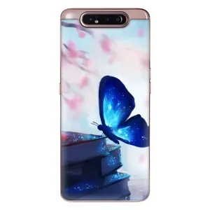 Силиконовый бампер с картинкой животных для Samsung Galaxy a80 2019 ( A805F ) (Бабочка синяя)