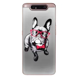 Чехол (ТПУ) Милые собачки для Samsung Galaxy a80 2019 ( A805F ) (Бульдог в очках)