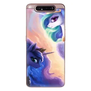 Чехол Unicorn на Samsung Galaxy a80 2019 ( A805F ) (Единорожки на тучках)