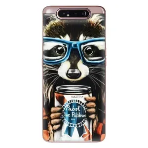 Силиконовый Чехол с Енотами на Samsung Galaxy a80 2019 ( A805F ) (Енот в очках)