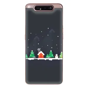 Силиконовый бампер на рождество для Samsung Galaxy a80 2019 ( A805F ) (Город зимний)