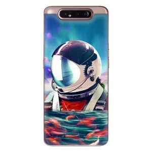 Силіконовый Чохол з принтом "Космонавти" на Samsung Galaxy a80 2019 ( A805F ) (Космонавт у воді)