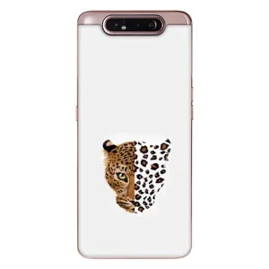 Чехол с леопардовым принтом на Samsung Galaxy a80 2019 ( A805F ) (Леопард на белом)