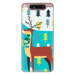 Силиконовый бампер с картинкой животных для Samsung Galaxy a80 2019 ( A805F ) (Олень с шарфом)