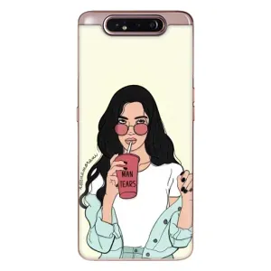 Силиконовый Чехол на Samsung Galaxy a80 2019 ( A805F ) с картинкой Стильных Девушек (С напитком)