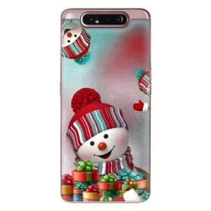 Чехлы на Новый Год Samsung Galaxy a80 2019 ( A805F ) (Снеговик в шапке)