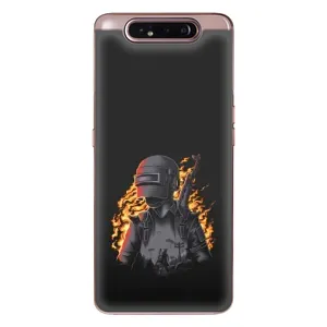 Силиконовый чехол с картинкой "Герой Pubg" на Samsung Galaxy a80 2019 ( A805F ) (В огне)