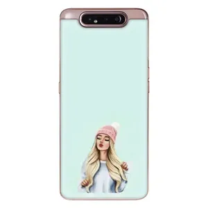 Силиконовый Чехол на Samsung Galaxy a80 2019 ( A805F ) с картинкой Стильных Девушек (В шапке)