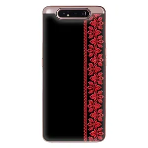 Силиконовый Чехол на Samsung Galaxy a80 2019 ( A805F ) с картинкой Вышиванки (Вышиванка на черном)