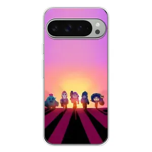 Силиконовый Чехол на Google Pixel 10 Pro XL с картинкой Brawl Stars (Персонажи в закате)