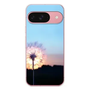 Силиконовый Чехол с одуванчиками на Google Pixel 10 Pro (Закат с одуванчиком)