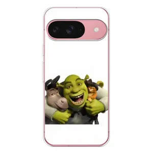 Печатный чехол с принтом Шрек для Google Pixel 10 (Шрек осел и кот)