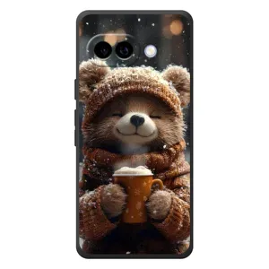Печатный чехол «Зверята с кофе» для Google Pixel 10a (Медвежонок с кофе)