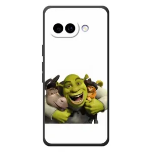 Печатный чехол с принтом Шрек для Google Pixel 10a (Шрек осел и кот)