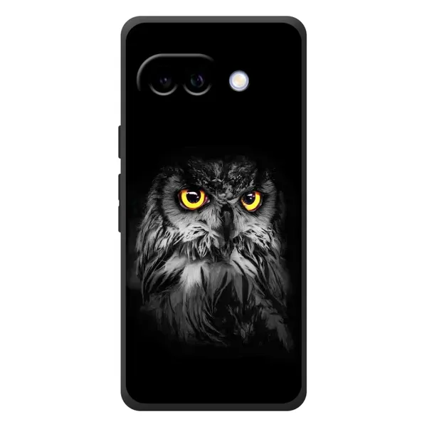 Чехол с рисунком «Сова на чёрном» для Google Pixel 10a Чехол с рисунком «Сова на чёрном» для Google Pixel 10a