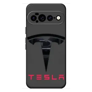 Силиконовый бампер с картинкой машины на Google Pixel 11 Pro XL (Logo TESLA)