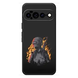 Силиконовый чехол с картинкой "Герой Pubg" на Google Pixel 11 Pro XL (В огне)