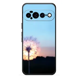 Силиконовый Чехол с одуванчиками на Google Pixel 11 Pro XL (Закат с одуванчиком)