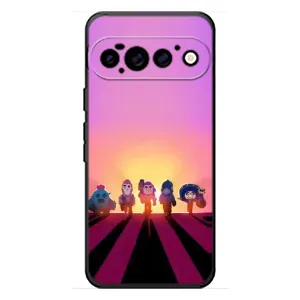 Силиконовый Чехол на Google Pixel 11 Pro с картинкой Brawl Stars (Персонажи в закате)