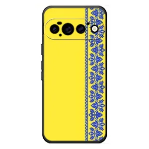 Силиконовый Чехол на Google Pixel 11 Pro (Вышиванка на желтом)