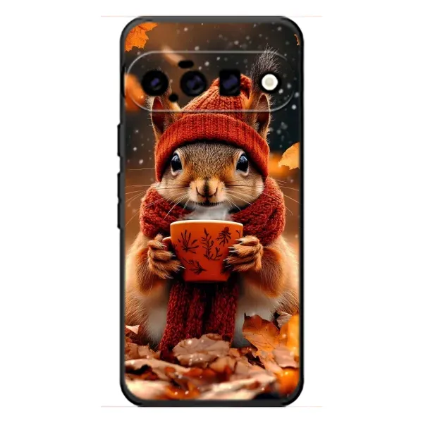 Чехол с рисунком «Белка с кофе» для Google Pixel 11 Чехол с рисунком «Белка с кофе» для Google Pixel 11