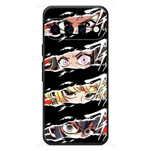Силіконові чохлі з очіма Anime для Ґуґл Піксель 11 (Очі на чорному)