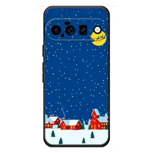 Силиконовый бампер на рождество для Google Pixel 11 (Город в снегу)