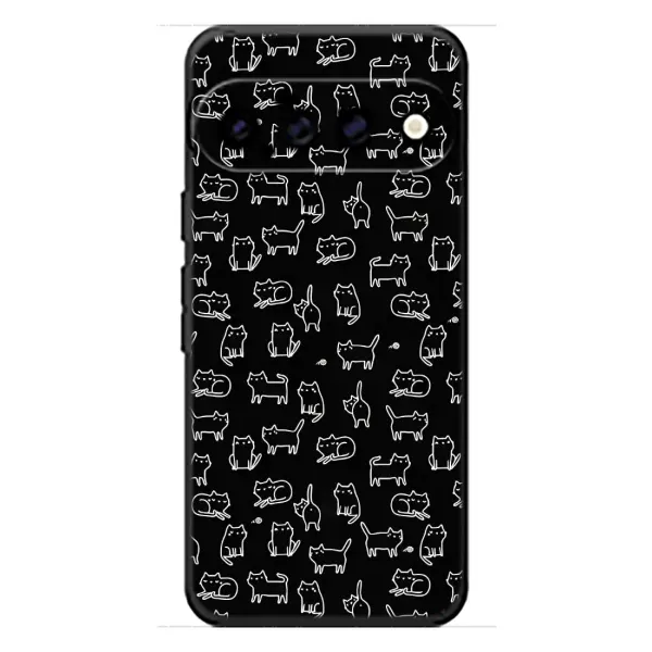 Чохол з малюнком «Котики на чорному» для Google Pixel 11 Чохол з малюнком «Котики на чорному» для Google Pixel 11