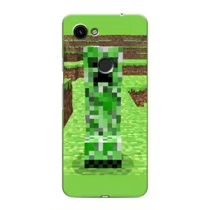 Чехлы для Google Pixel 3a XL (Персонажи Майн Крафт) (Крипер 2)