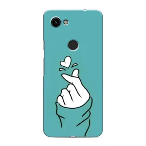 Чехлы (Знак сердечка) на Google Pixel 3a XL (Сердечко на бирюзовом)