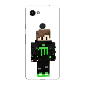 Чехлы для Google Pixel 3a XL (Персонажи Майн Крафт) (Зеленый мальчик)