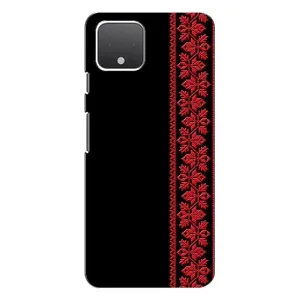 Силиконовый Чехол на Google Pixel 4 XL (Красная Вышиванка)